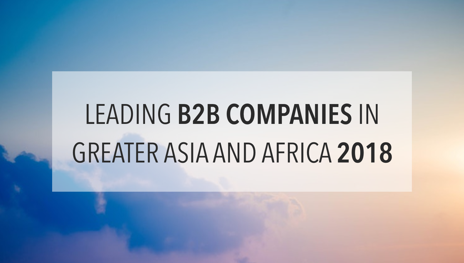 Clutch Leading B2B Companies in Greater Asia and Africa
