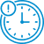 A blue clock and gear icon representing time management.