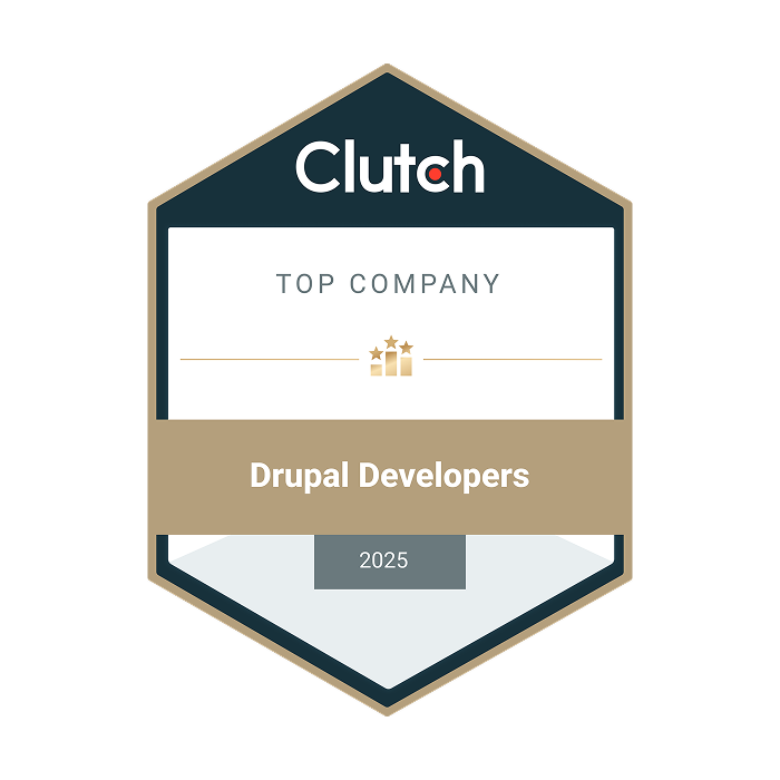 Clutch Top Company badge for Drupal Developers, 2025.