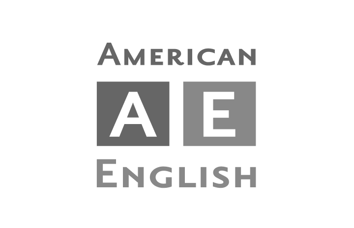 American English logo with "A" and "E" letters on gray squares.