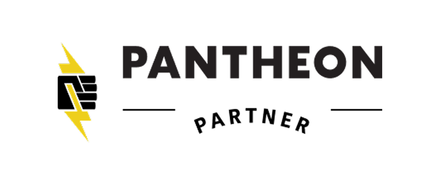 Pantheon Partner logo with black lightning bolt icon