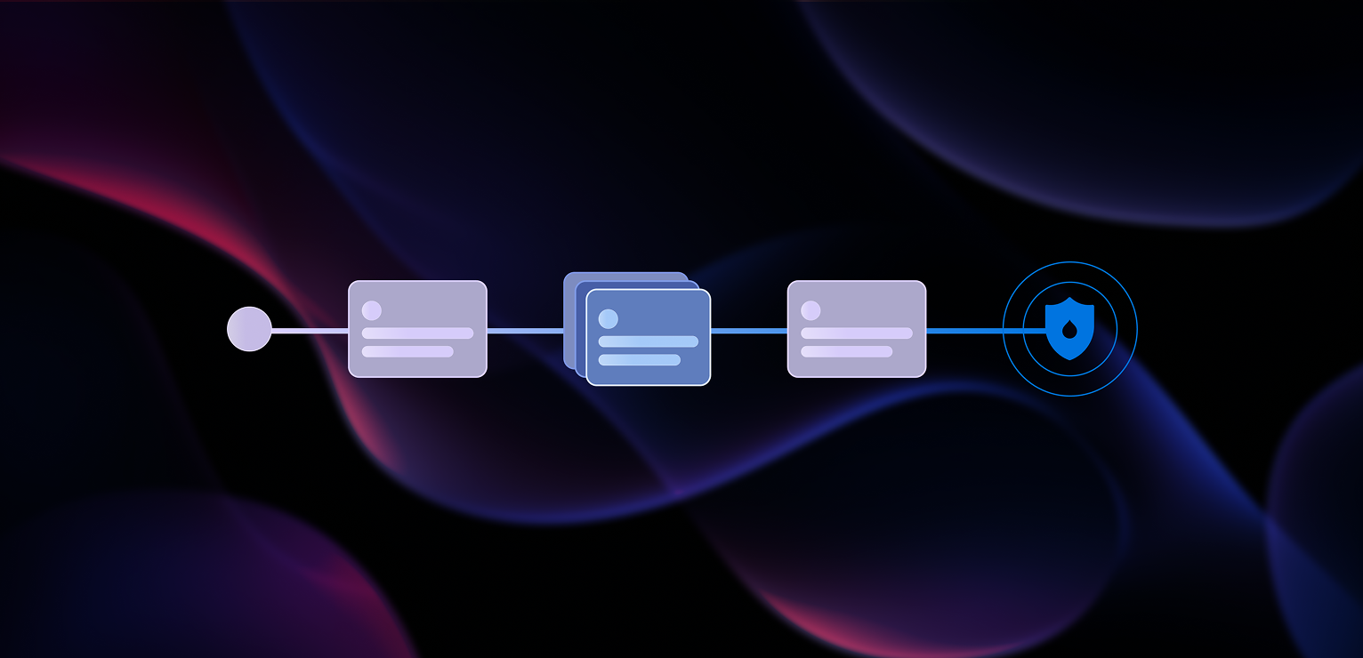 Route icons with pin markers connected by a path on a dark abstract background.