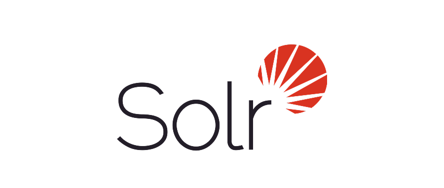 Solr logo with red sunburst icon.