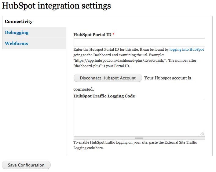 HubSpot Integration Settings