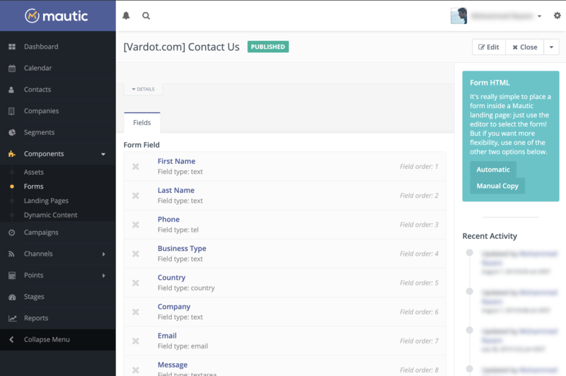 Mautic form screenshot