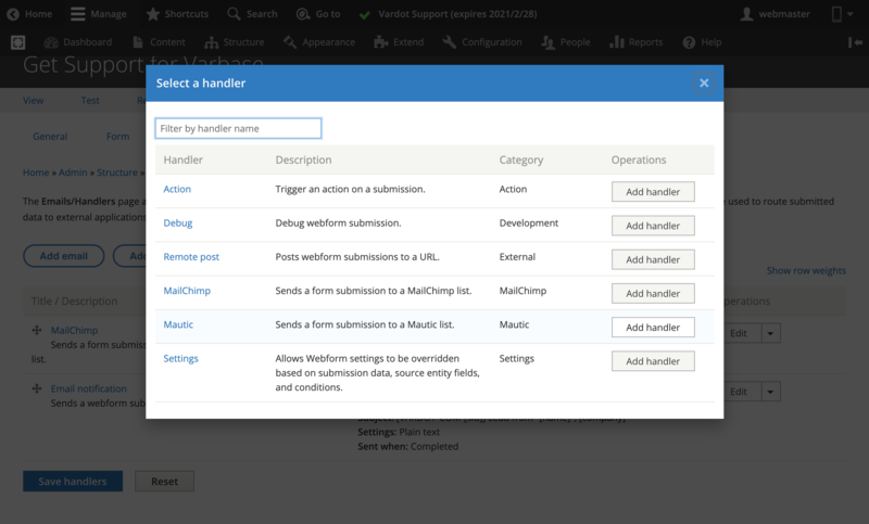 Webform Mautic handler