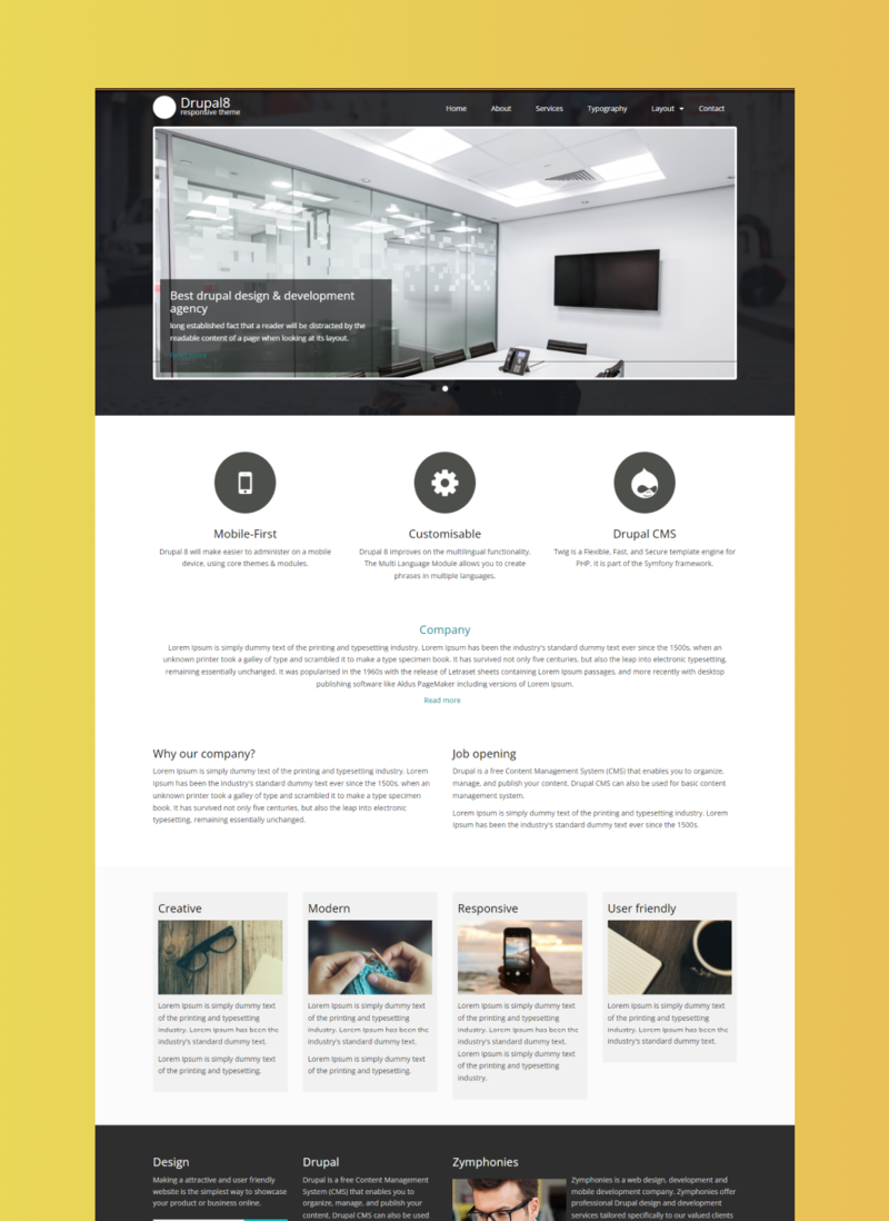 Drupal8 Zymphonies Free Drupal Theme