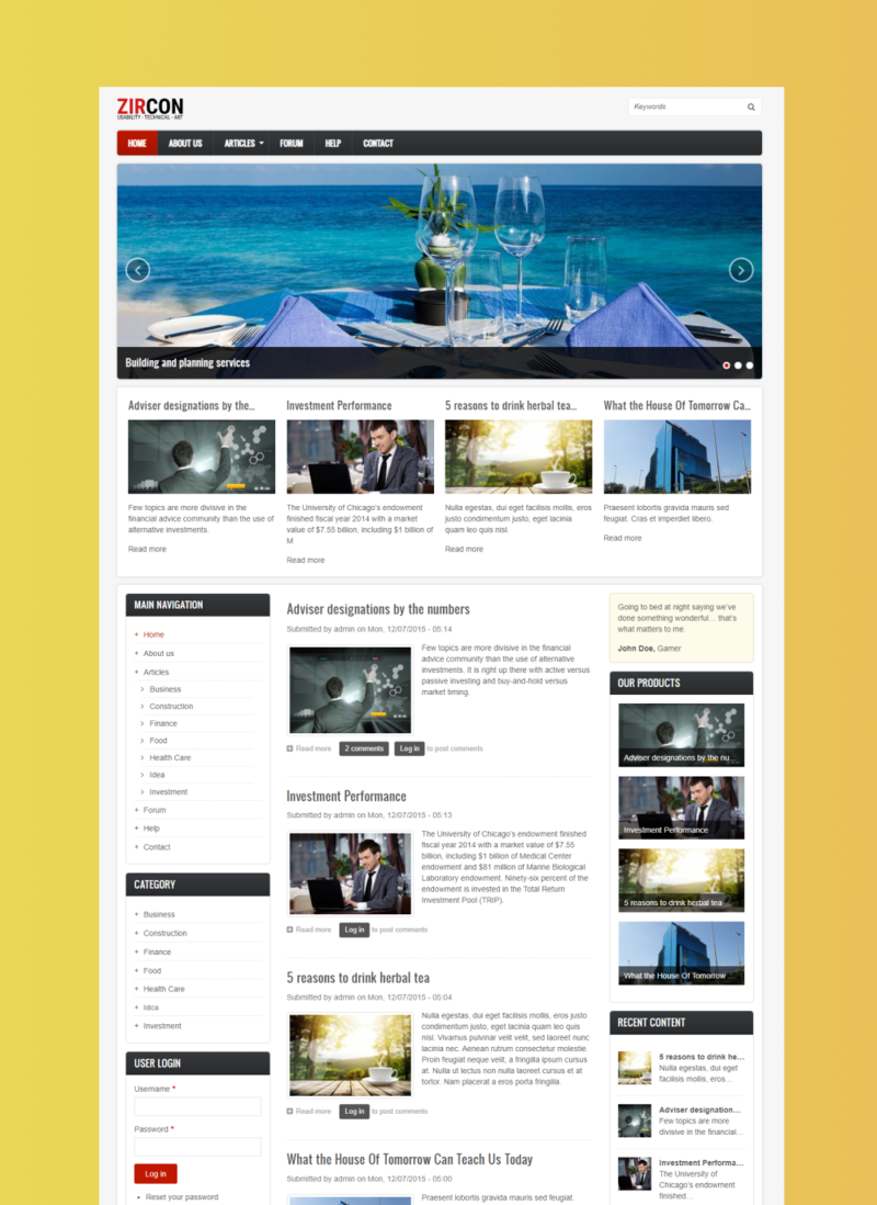 Zircon Free Drupal Theme