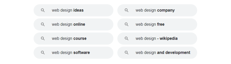 Web design search result