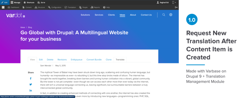 Drupal translation page overview