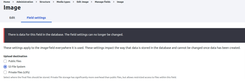 Amazon S3 field setting