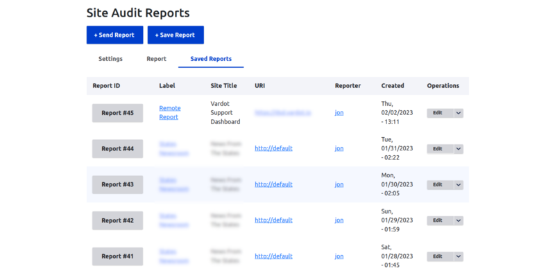 Drupal site edits reports