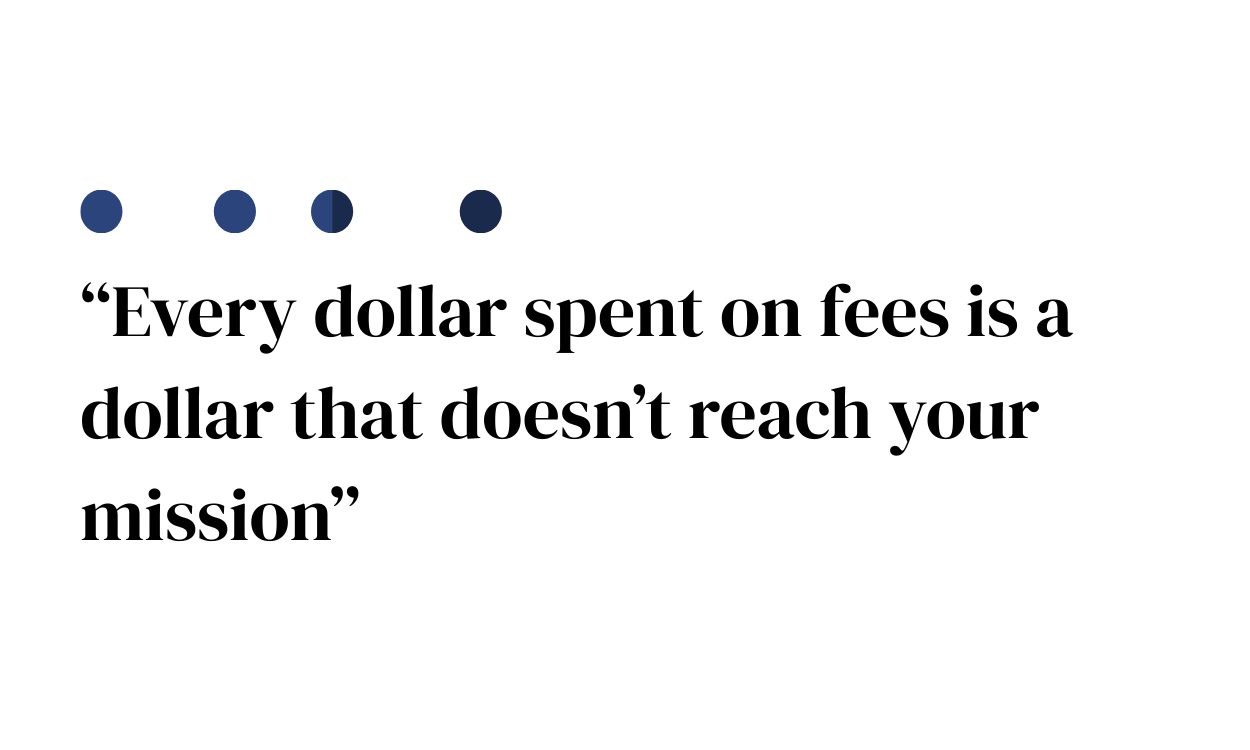 Saving on donation fees help the mission 