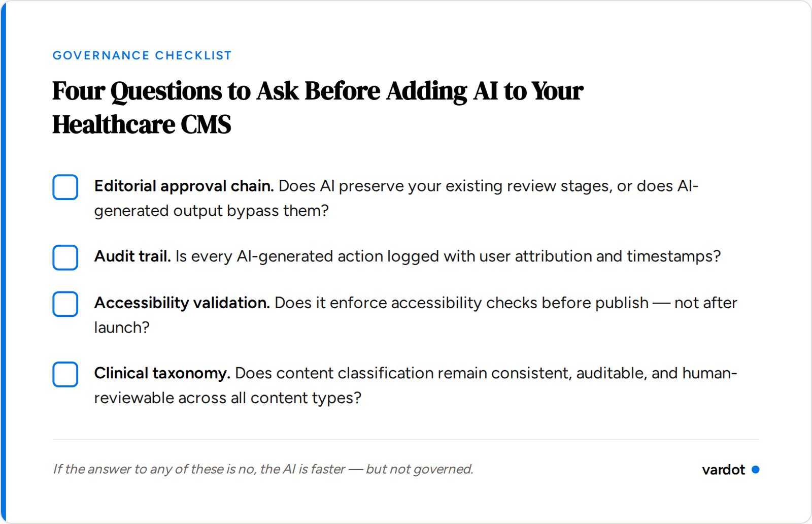 Adding AI to healthcare CMS checklist image