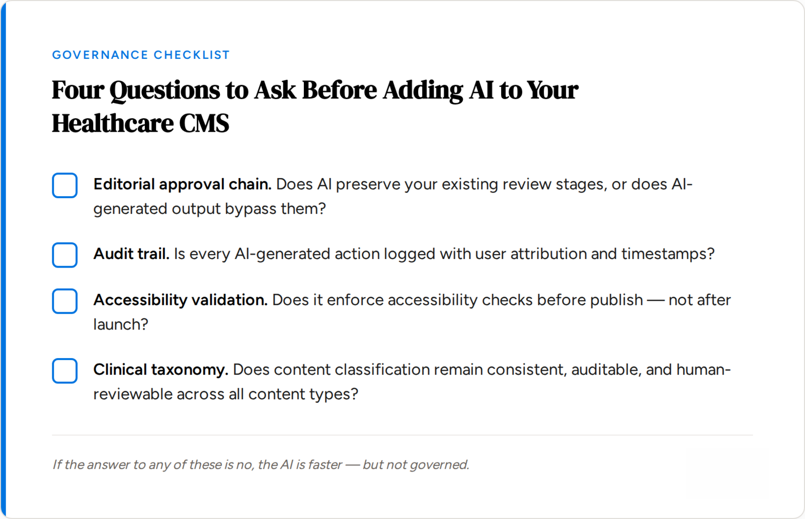 Adding AI to healthcare CMS checklist image