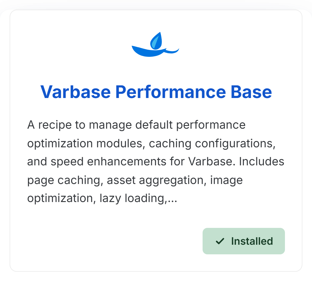 Screenshot of Varbase performance base recipe 