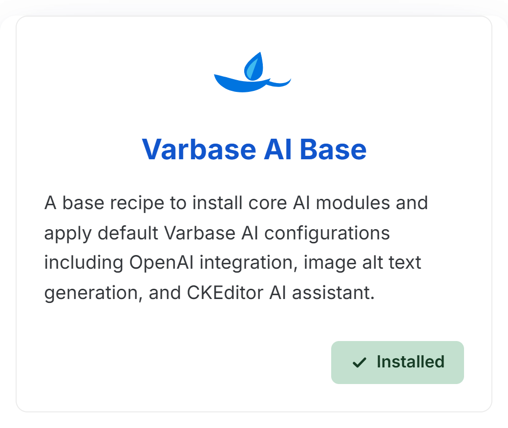 Varbase AI Base Recipe screenshot 