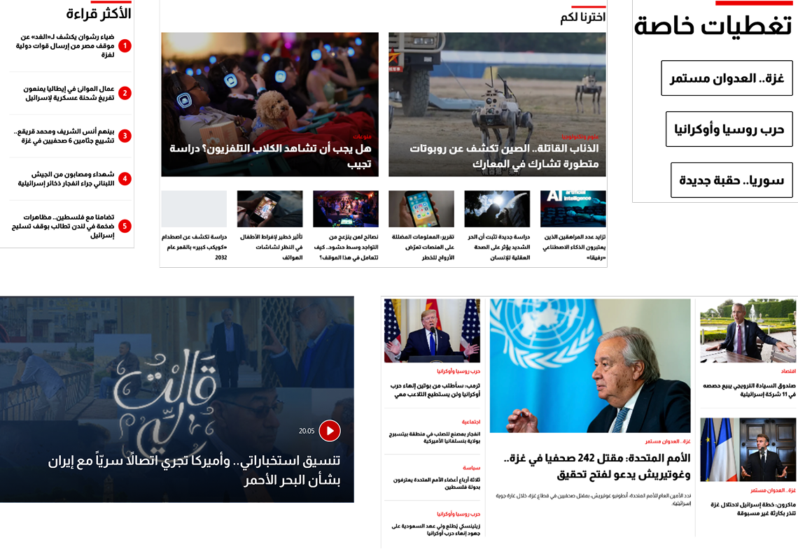 Alghad TV category coverage 